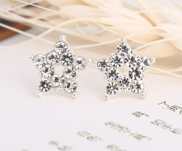 Asymmetric Rhinestone & Pearl Butterfly Stud Earrings - Korean Fashion Trend