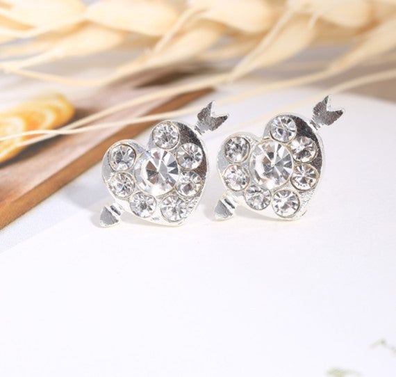 Asymmetric Rhinestone & Pearl Butterfly Stud Earrings - Korean Fashion Trend