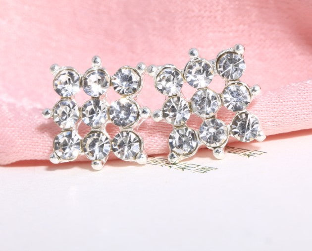 Asymmetric Rhinestone & Pearl Butterfly Stud Earrings - Korean Fashion Trend