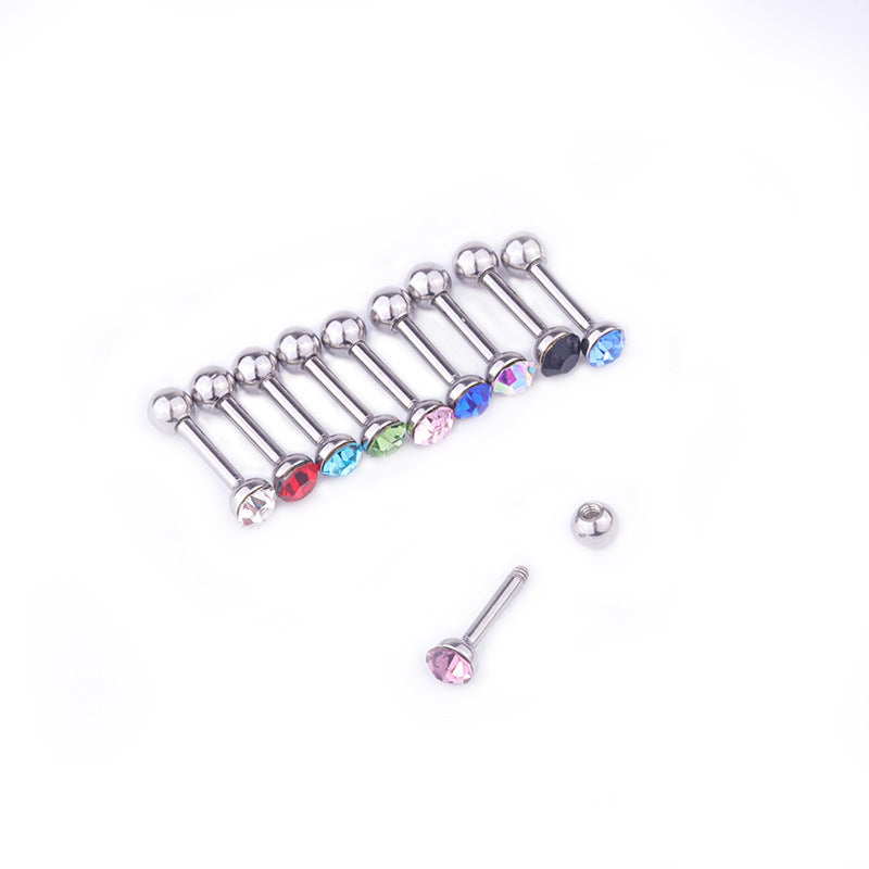 Colorful Rhinestone Ear Bone Nails Stainless Steel Screw Earrings