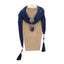 Women's Elegant Cotton Tassel Scarf with Ceramic Bead Peacock Pendant