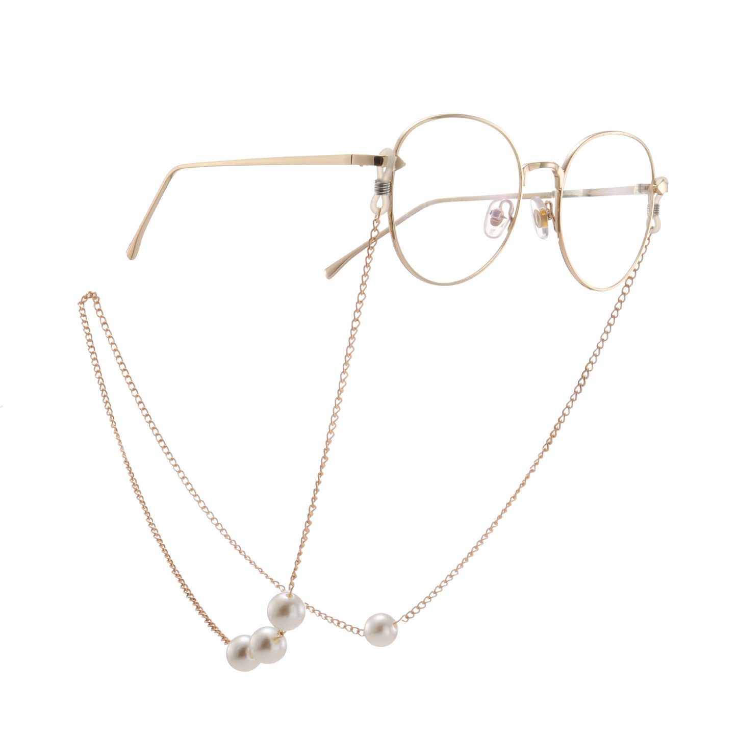 Elegant Gold Pearl Eyeglass Chain Necklace Nhbc151491