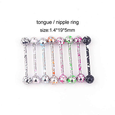 Fashion Round 316 Stainless Steel Tongue and Nipple Rings with Stoving Varnish