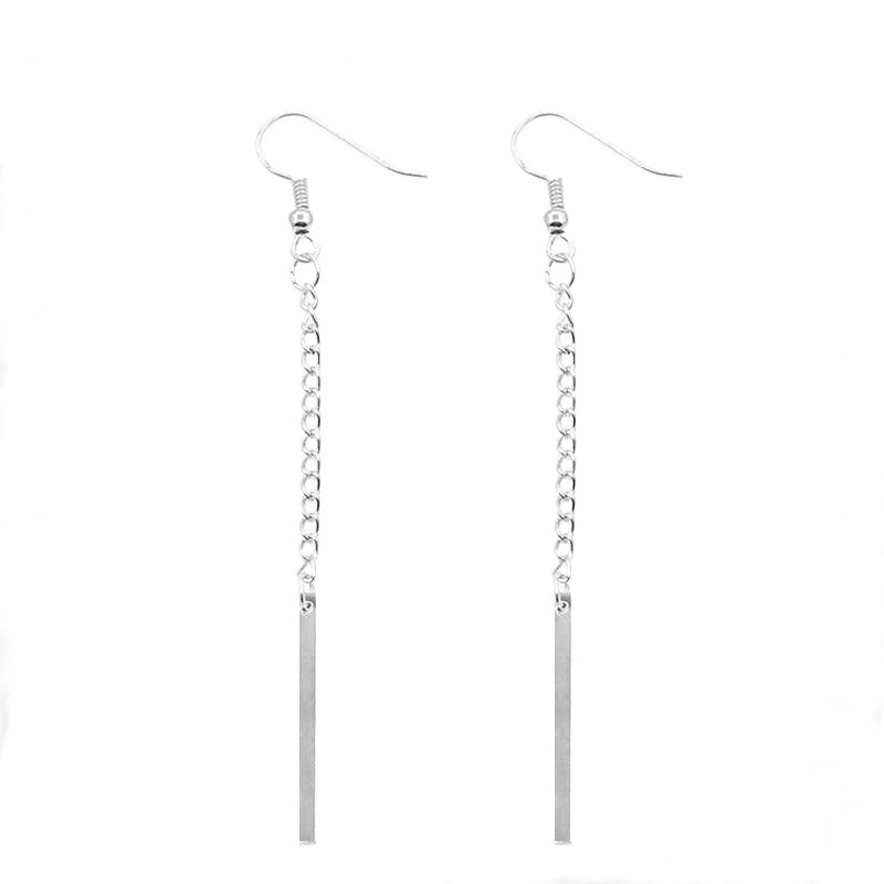 Fashion Long Style Simple Matching Geometric Metal Chain  Tassel Earrings