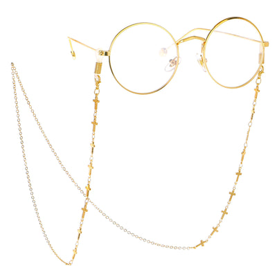 Fashion Chain Gold Cross Glasses Holder Necklace