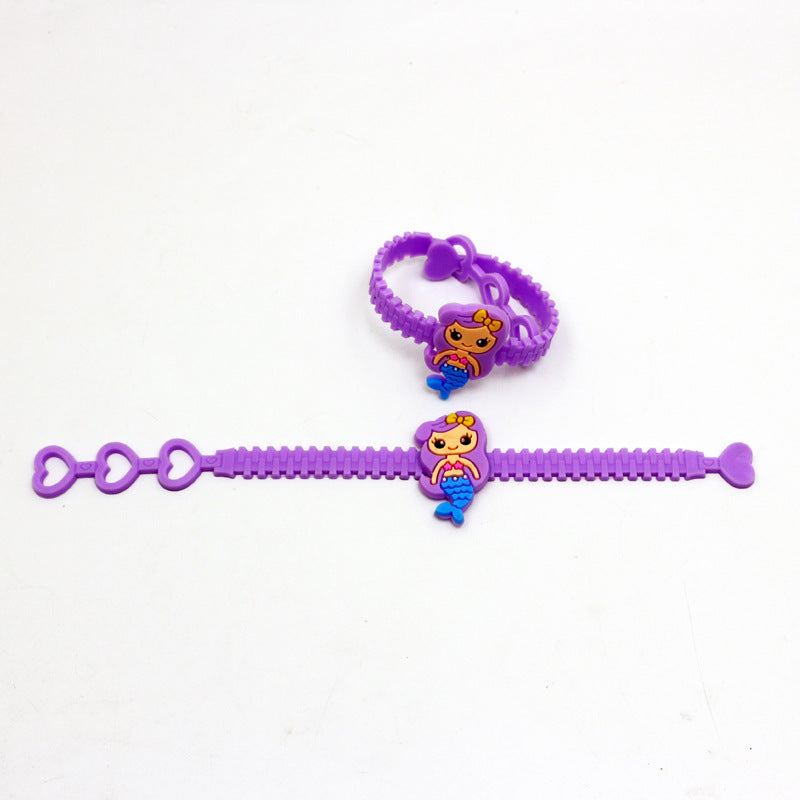 Geometric Resin Epoxy Bangle and Mermaid PVC Children's Bracelet Set