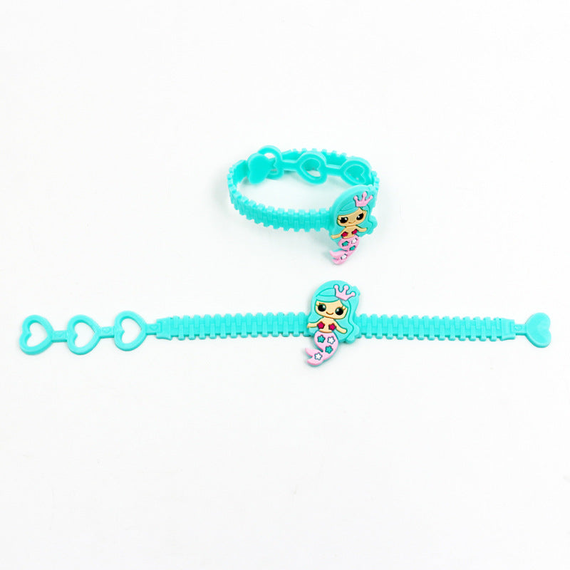 Geometric Resin Epoxy Bangle and Mermaid PVC Children's Bracelet Set