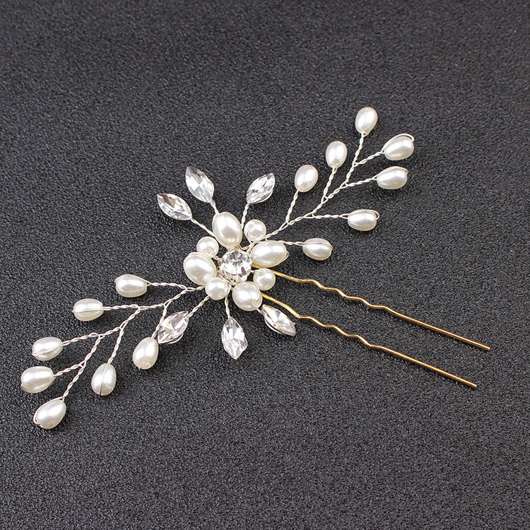 Elegant Rhinestone Flower Pearl Hairpin for Bridal Wedding Accessories