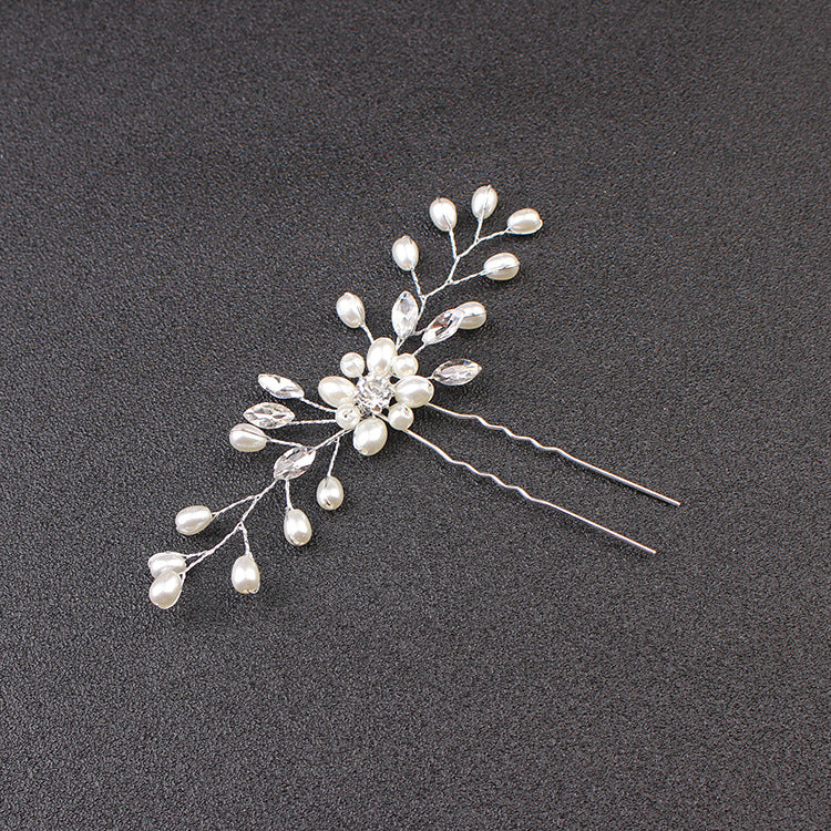 Elegant Rhinestone Flower Pearl Hairpin for Bridal Wedding Accessories