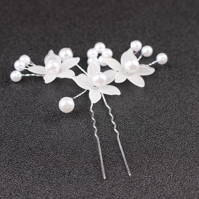 Korean Bridal Frosted Flower Pearl Hairpin Comb Hair Accessories