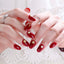 Fashion Adjustable Titanium Steel Hollow Couple Ring & Wine Red Glitter False Nail Tips Set