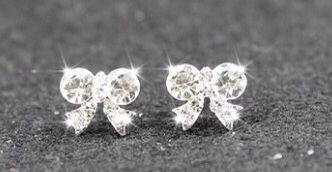 Asymmetric Rhinestone & Pearl Butterfly Stud Earrings - Korean Fashion Trend