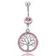 Diamond-Encrusted Lucky Tree Surgical Steel Navel Ring