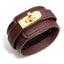 Ins Style Solid Color PU Leather Alloy Bangle - European and American Fashion Wide Leather Bracelet