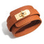 Ins Style Solid Color PU Leather Alloy Bangle - European and American Fashion Wide Leather Bracelet