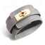 Ins Style Solid Color PU Leather Alloy Bangle - European and American Fashion Wide Leather Bracelet