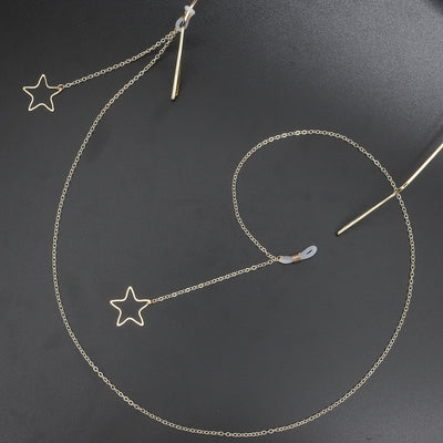 Non-Slip Metal Glasses Chain with Gold Hollow Star Pendant