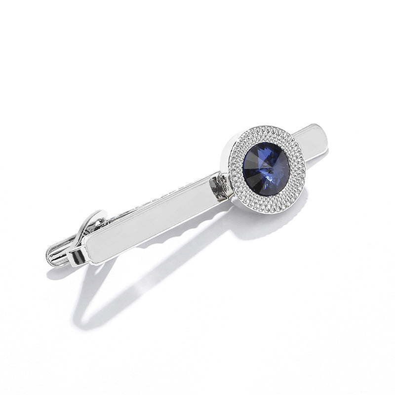 European American Fashion Men's Tie Clip and Cufflinks Set - Zircon Stone Business Accessories