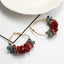 New Trendy Flower Alloy Hoop Drop Earrings