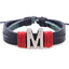 Casual Unisex Leather Patchwork English Letter Wristband Bracelet