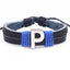 Casual Unisex Leather Patchwork English Letter Wristband Bracelet