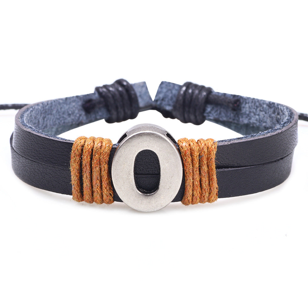 Casual Unisex Leather Patchwork English Letter Wristband Bracelet