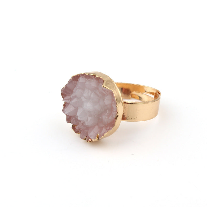 Imitation Natural Stone Adjustable Resin Ring - Round Irregular Design