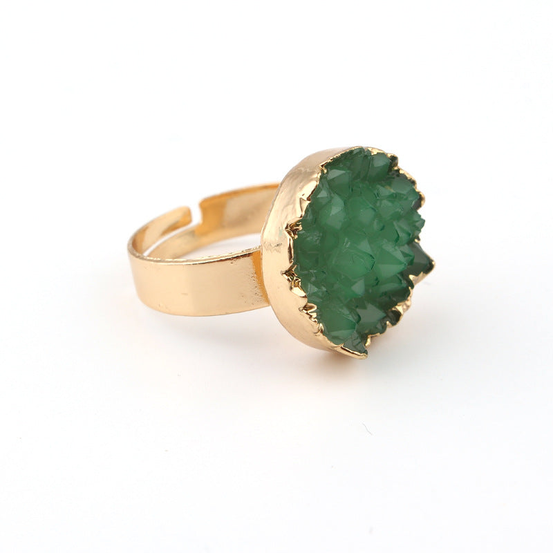 Imitation Natural Stone Adjustable Resin Ring - Round Irregular Design