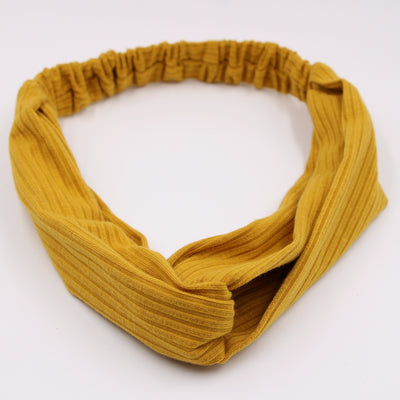 Knitted Elastic Cross Hairband Solid Color Striped Headband for Women