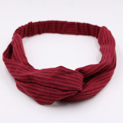 Knitted Elastic Cross Hairband Solid Color Striped Headband for Women