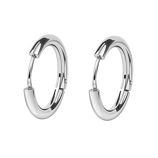 Stainless Steel Circle Hoop Earrings for Men - 10mm 12mm 14mm