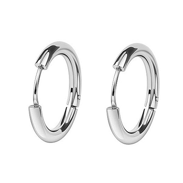 Stainless Steel Circle Hoop Earrings for Men - 10mm 12mm 14mm