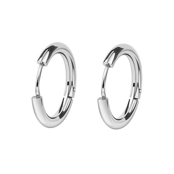 Stainless Steel Circle Hoop Earrings for Men - 10mm 12mm 14mm