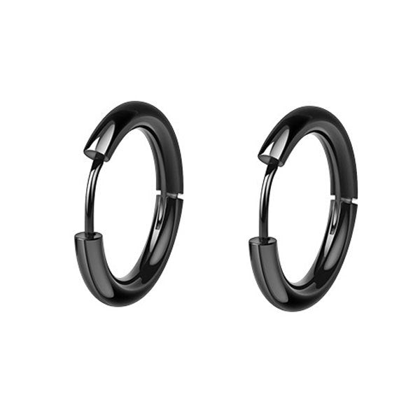 Stainless Steel Circle Hoop Earrings for Men - 10mm 12mm 14mm