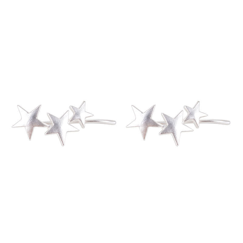 Frosted Three-Star Alloy Clip-On Earrings