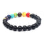 Fashion Round Beaded Unisex Bracelet with Turquoise Tiger Eye and Colorful Volcanic Stone 8mm