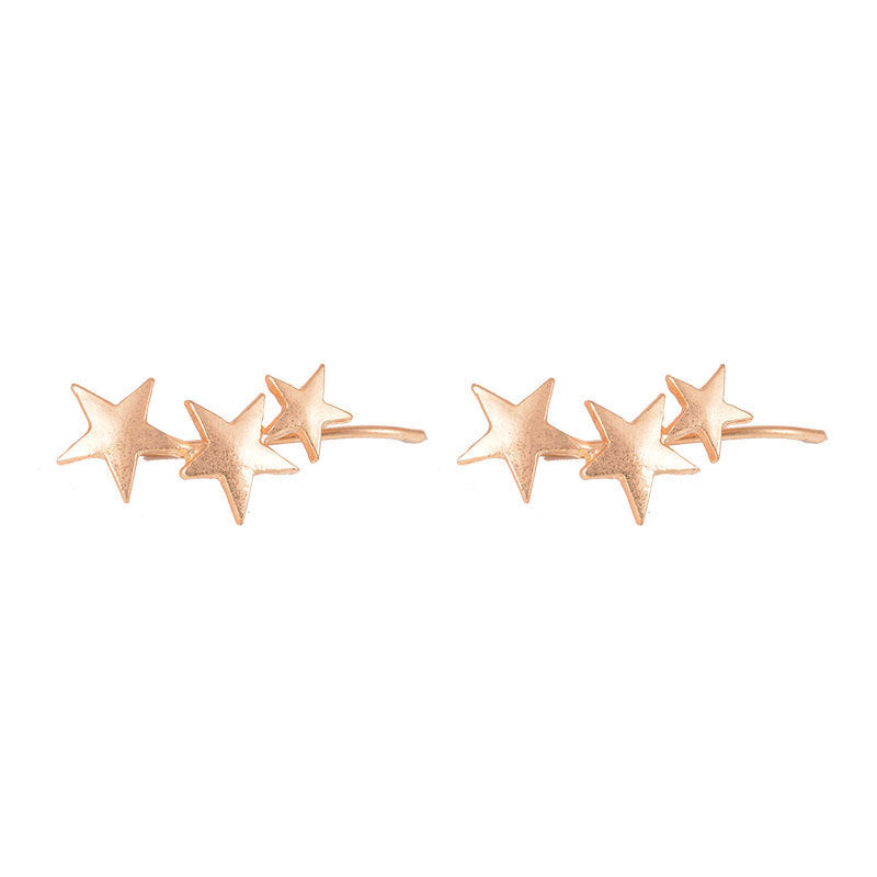 Frosted Three-Star Alloy Clip-On Earrings