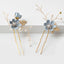 Sweet Flower Beaded Hairpin & Light Blue Bridal Tiara Set