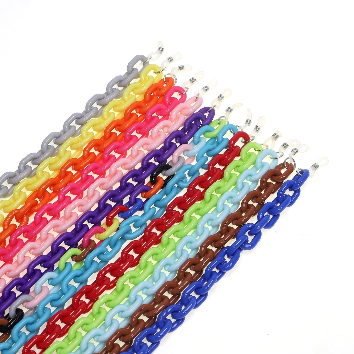 Acrylic Eyeglasses Chain 24-Color Candy Multi-Color Concave Design Glasses Cord with Individual Packaging