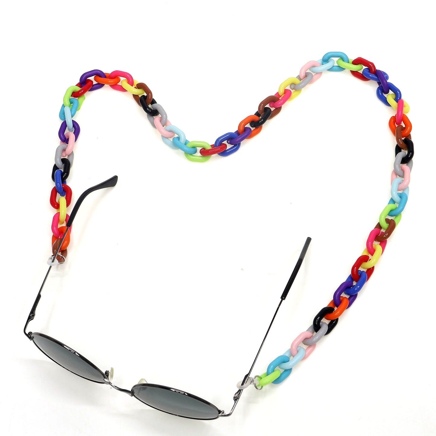 Acrylic Eyeglasses Chain 24-Color Candy Multi-Color Concave Design Glasses Cord with Individual Packaging