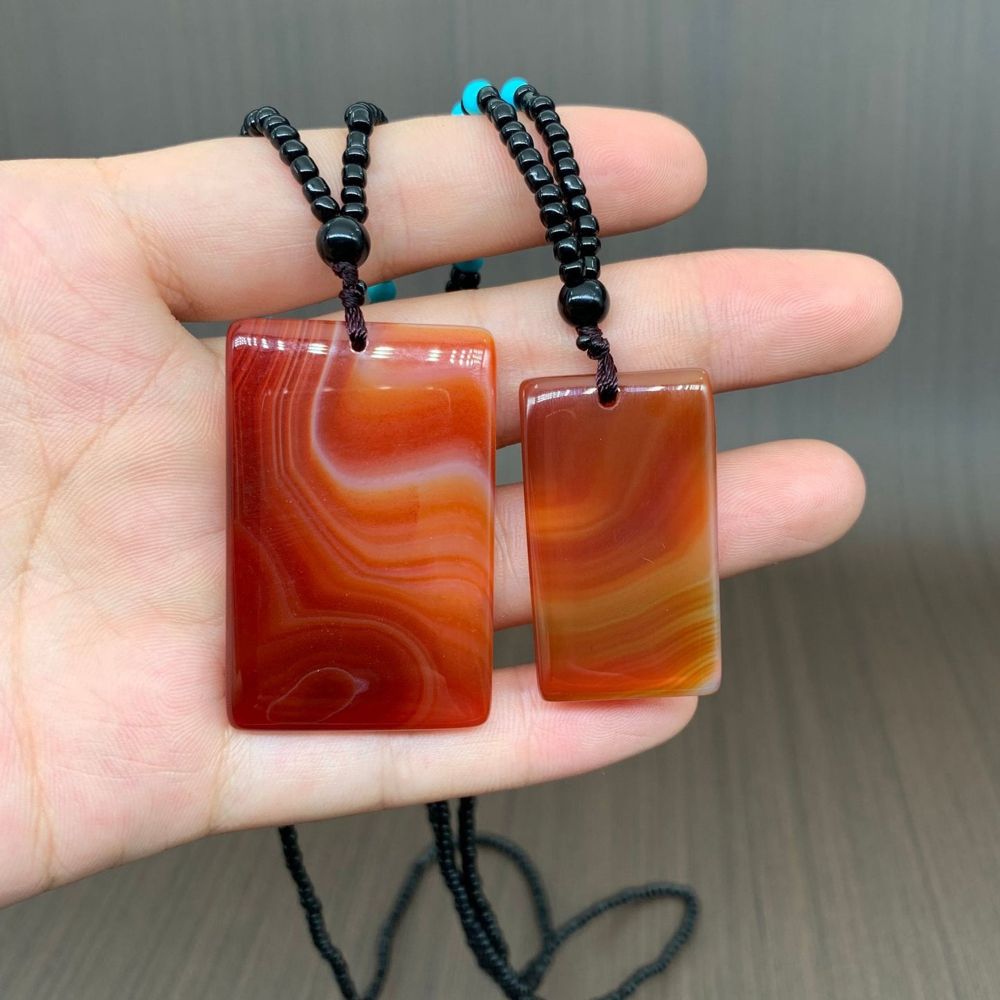 Agate Gemstone Pendant Necklace for Couples