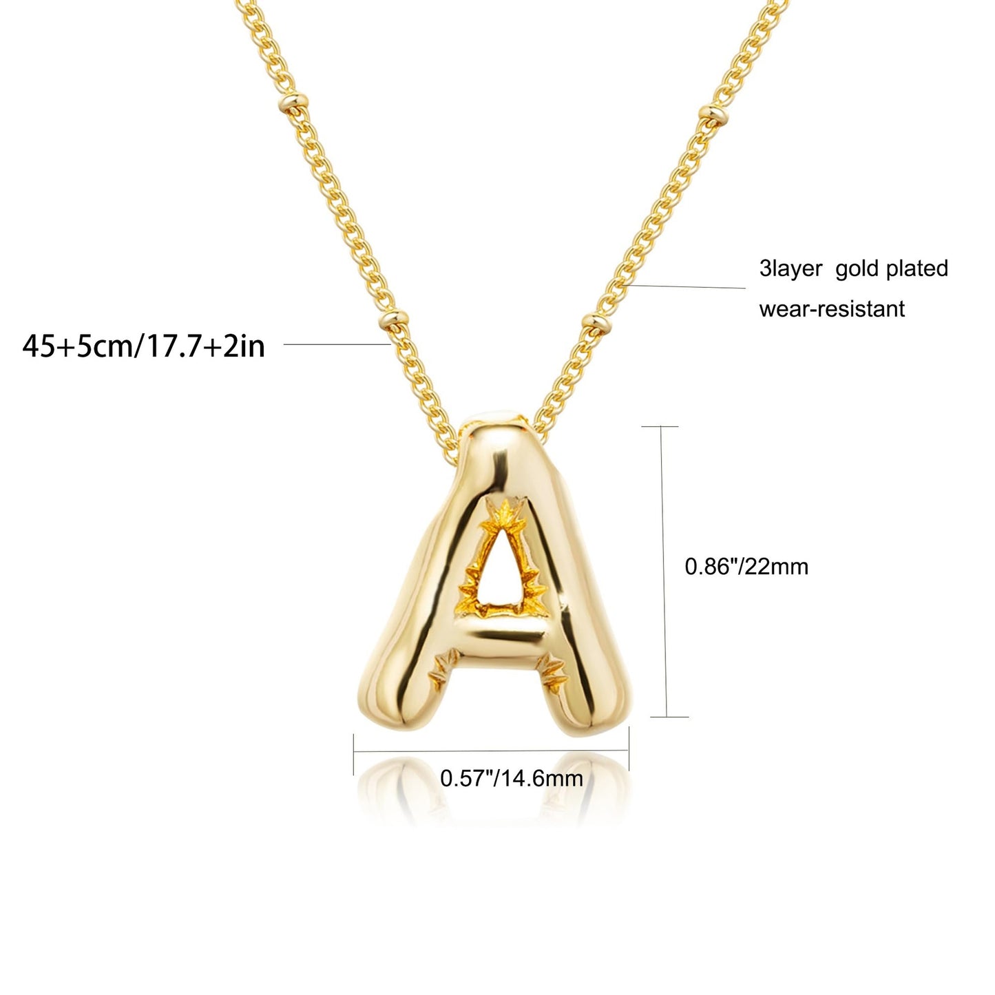 14k Gold Plated Alloy Letter Pendant Necklace