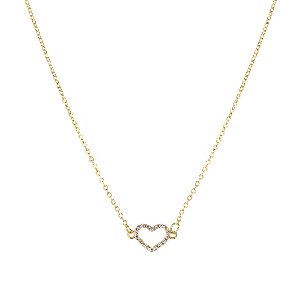 Alloy Plated Heart Pendant Necklace with Zirconia for Women