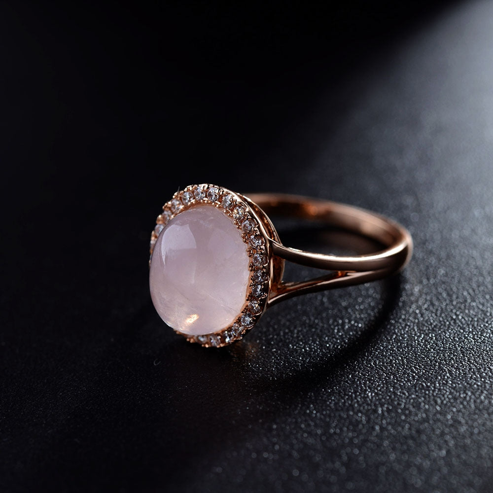 Alloy Minimalist Geometric Rose Quartz Ring