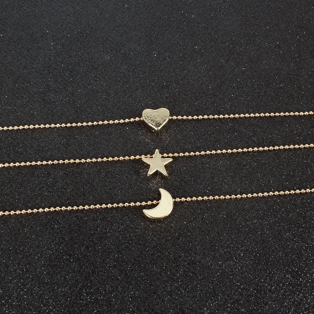 Alloy Star and Moon Pendant Necklace - Fashion Jewelry for Women