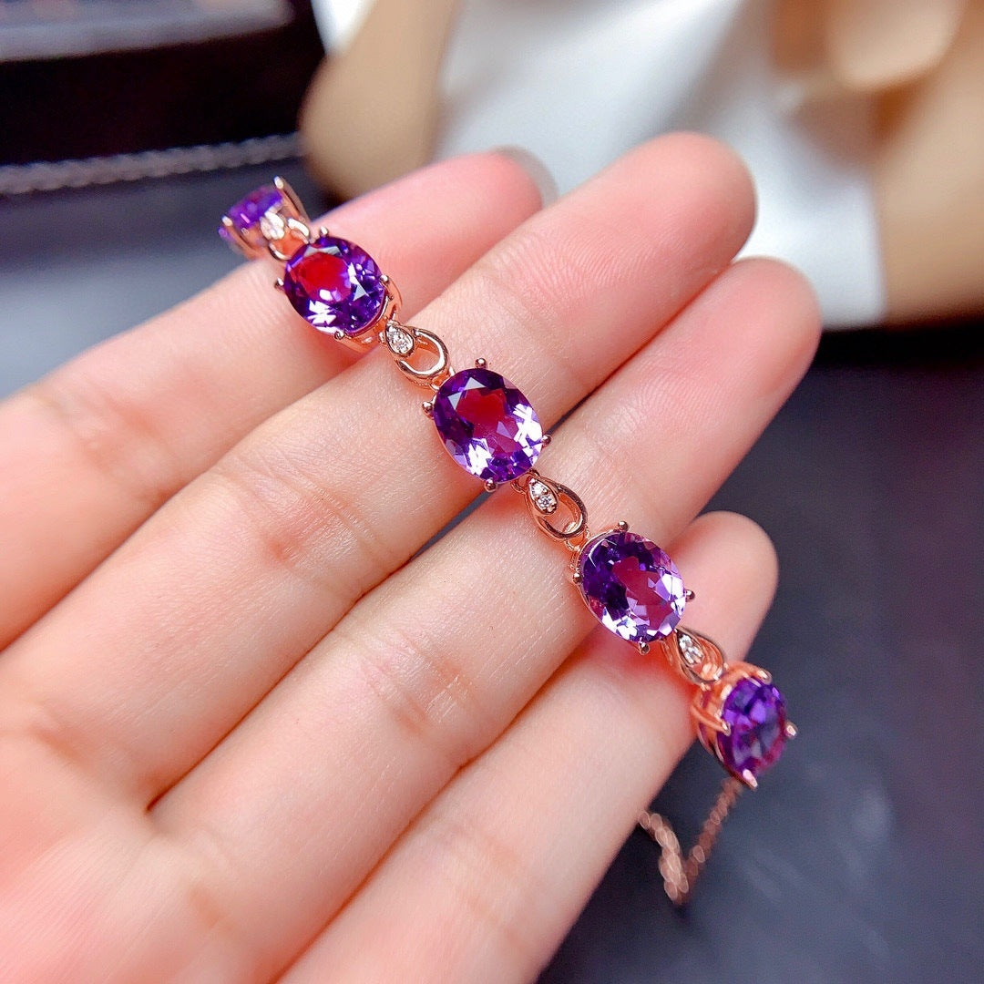 Amethyst Crystal Rose Gold Plated Bracelet for Women