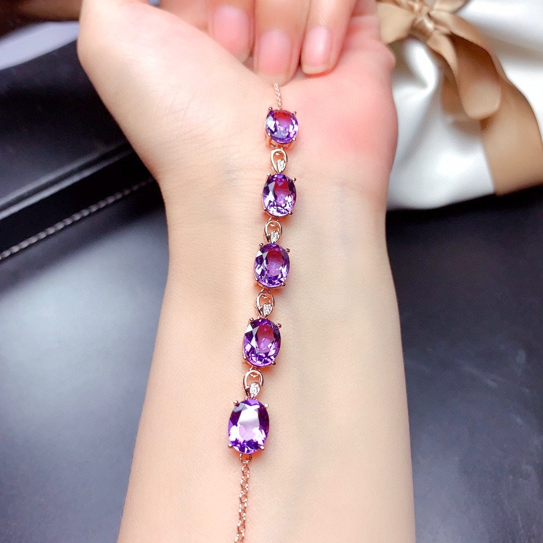 Amethyst Crystal Rose Gold Plated Bracelet for Women