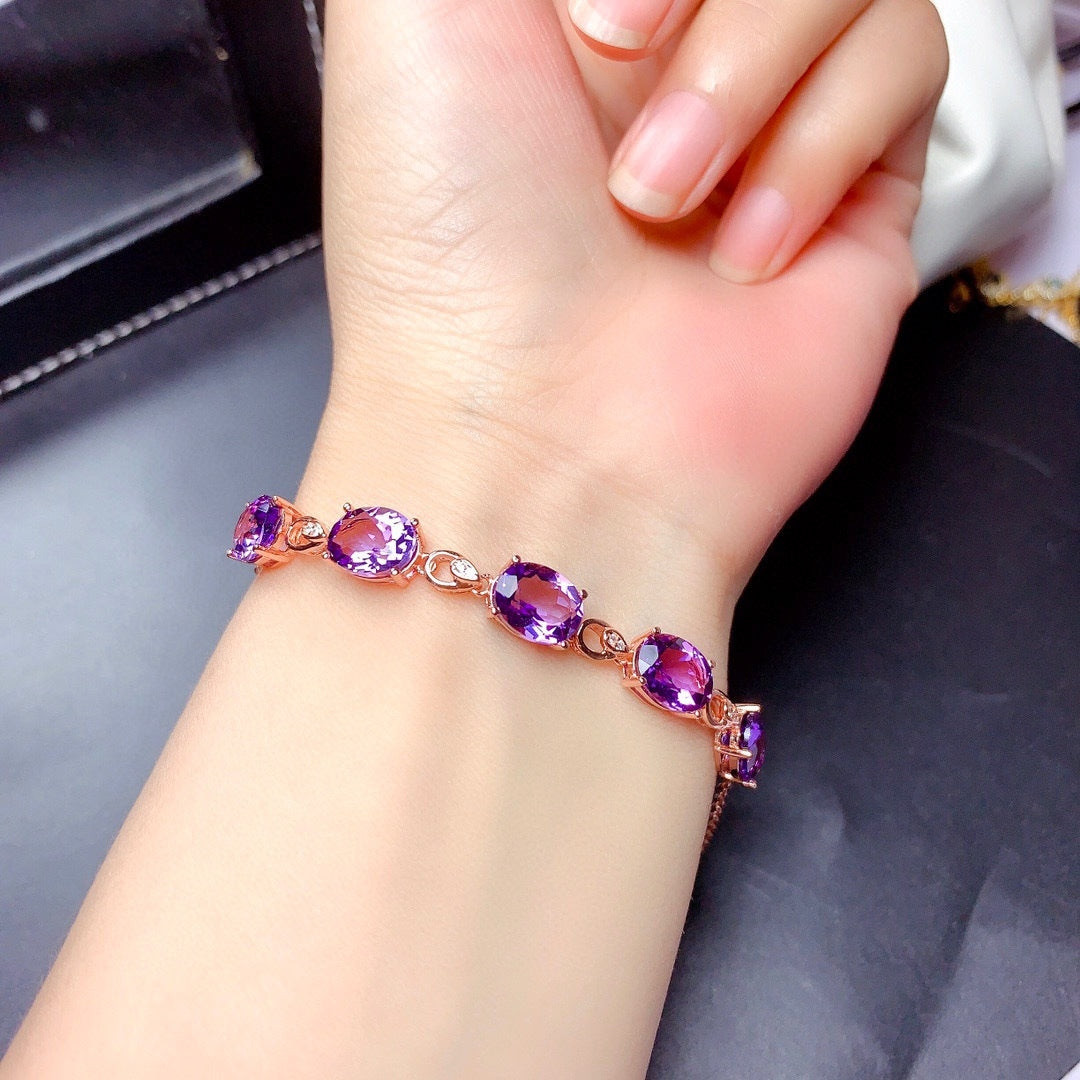 Amethyst Crystal Rose Gold Plated Bracelet for Women