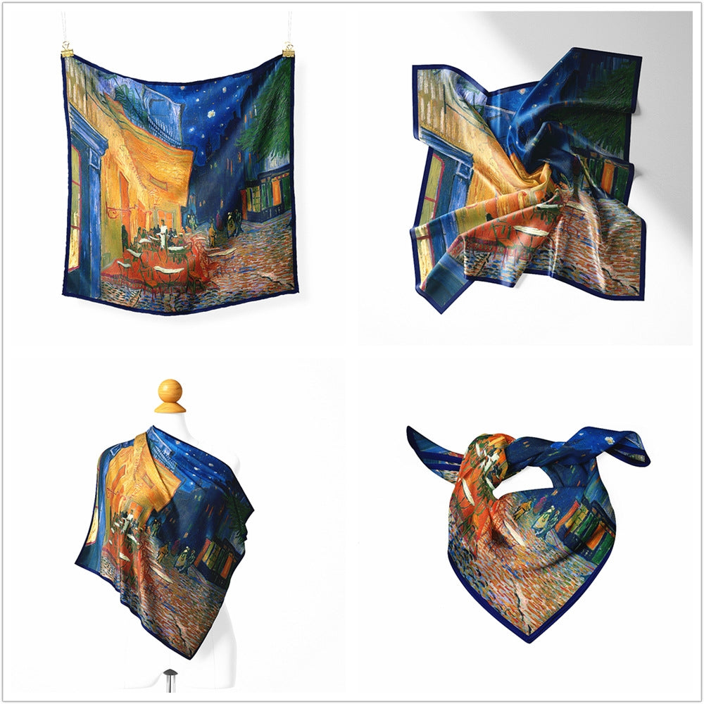 Van Gogh Sunflower Twill Silk Square Scarf