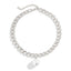 Artificial Pearl Pendant Necklace with Rhinestone Accents and Metal Chain